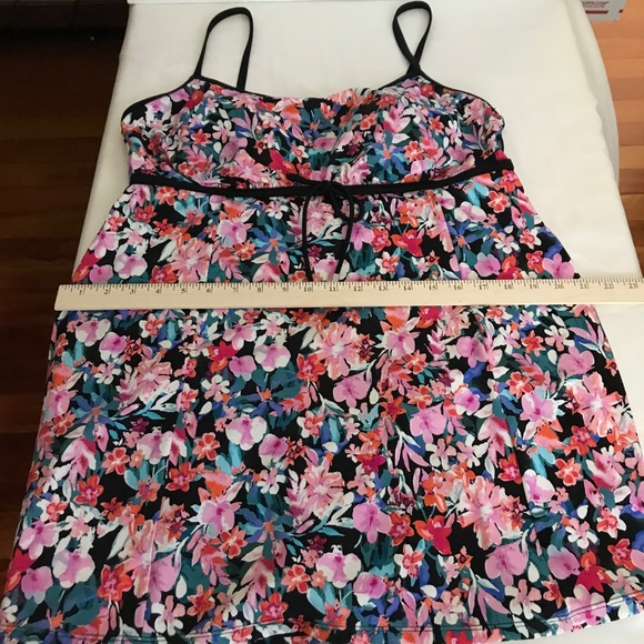 SWIM SOLUTIONS Swimdress One Piece Pink Floral Women’s Plus Size 18 - Picture 15 of 16